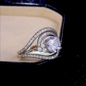 S925 2pcs Angel Eye Created Diamond Bridal ring set
